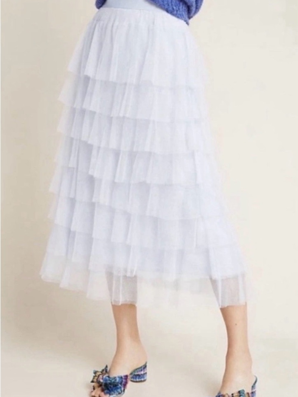 Anthropologie Tulle Midi Skirt in Raspberry, size L